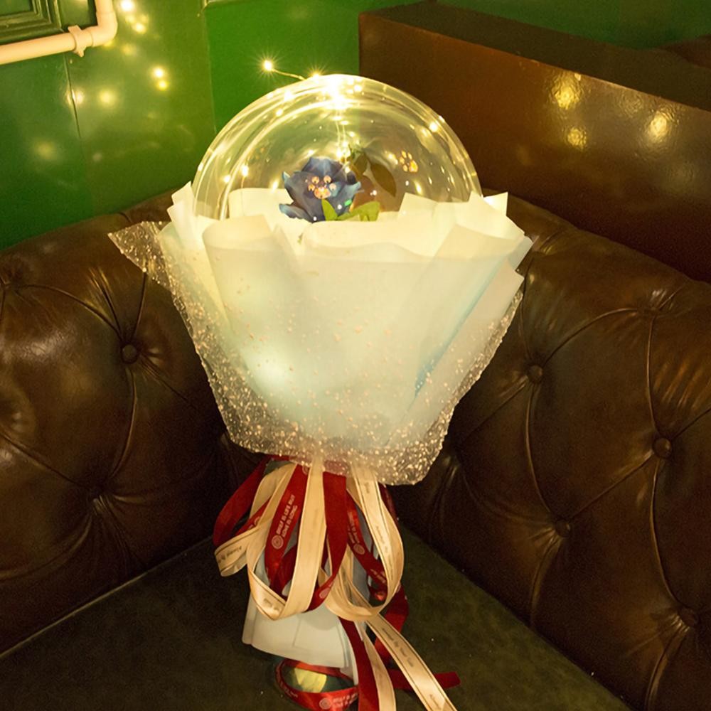 LED Luminous Rose Balloon Bouquet Transparent Bobo Ball Romantic Gift