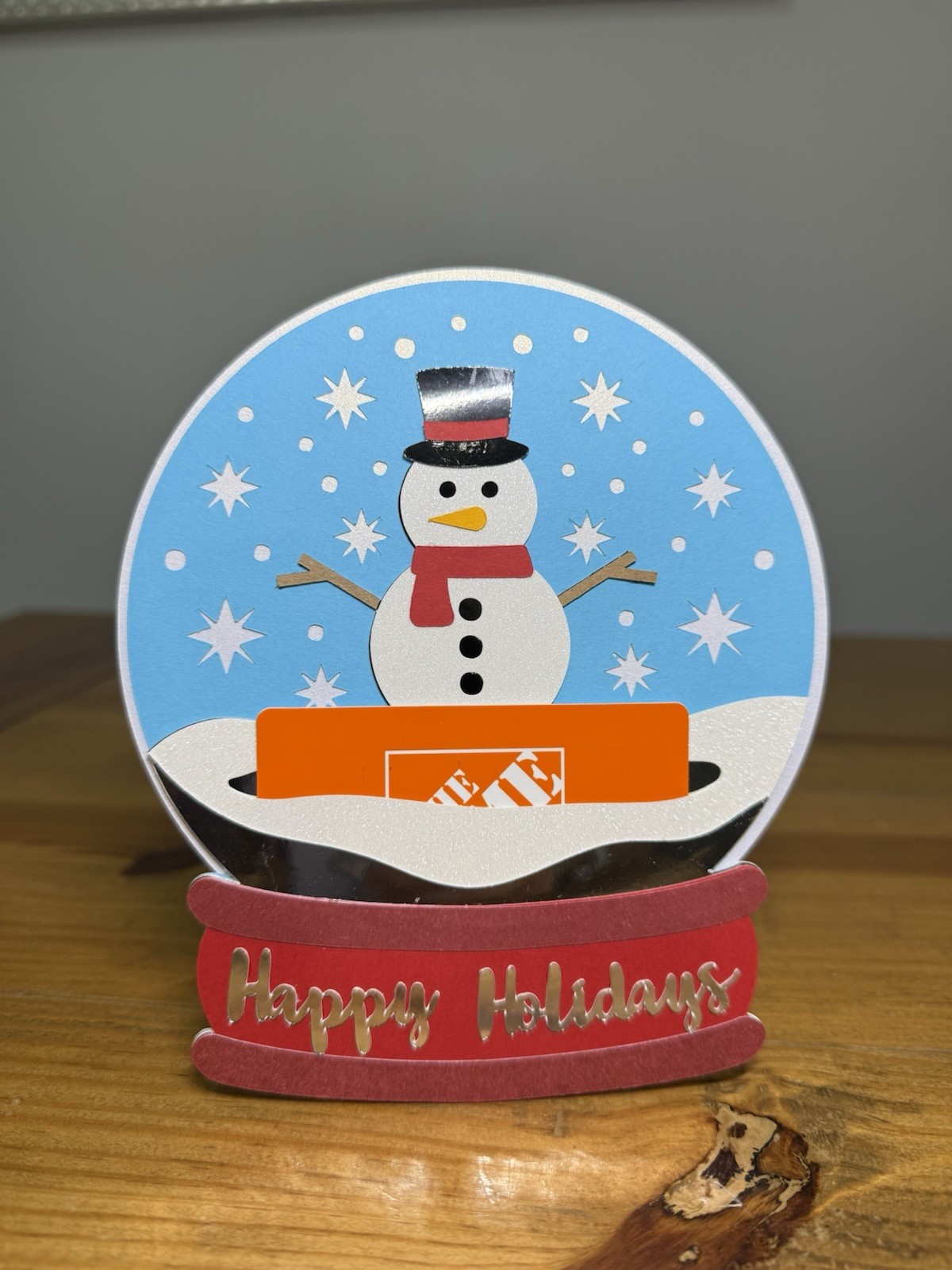 Snowglobe with Snowman Christmas Gift Card holder