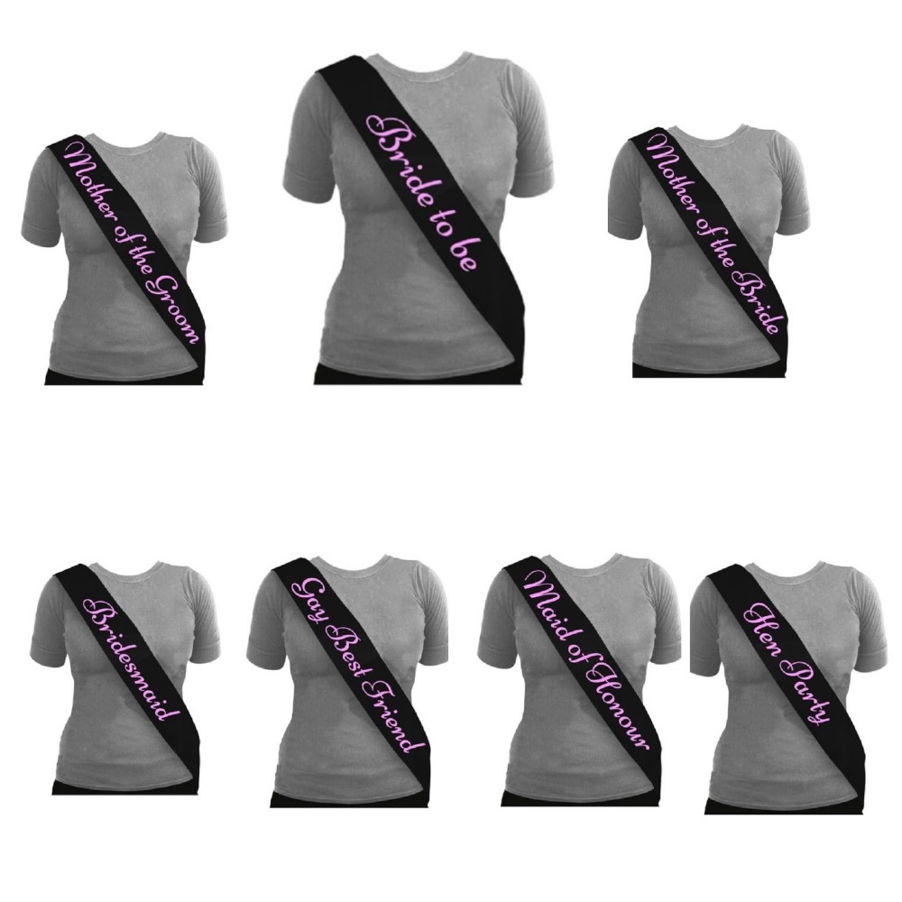 Black Hen Night Party Sashes Bride To Be Bridesmaid Mother Of Maid Of Sash GIRLS