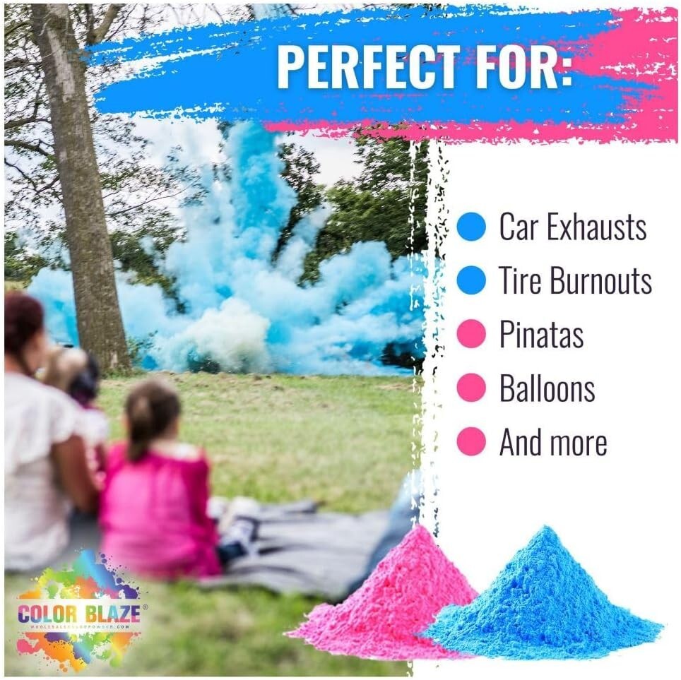 Color Blaze Baby Gender Reveal – 5lb Pink & 5lb Blue – Color Powder Combo Pack
