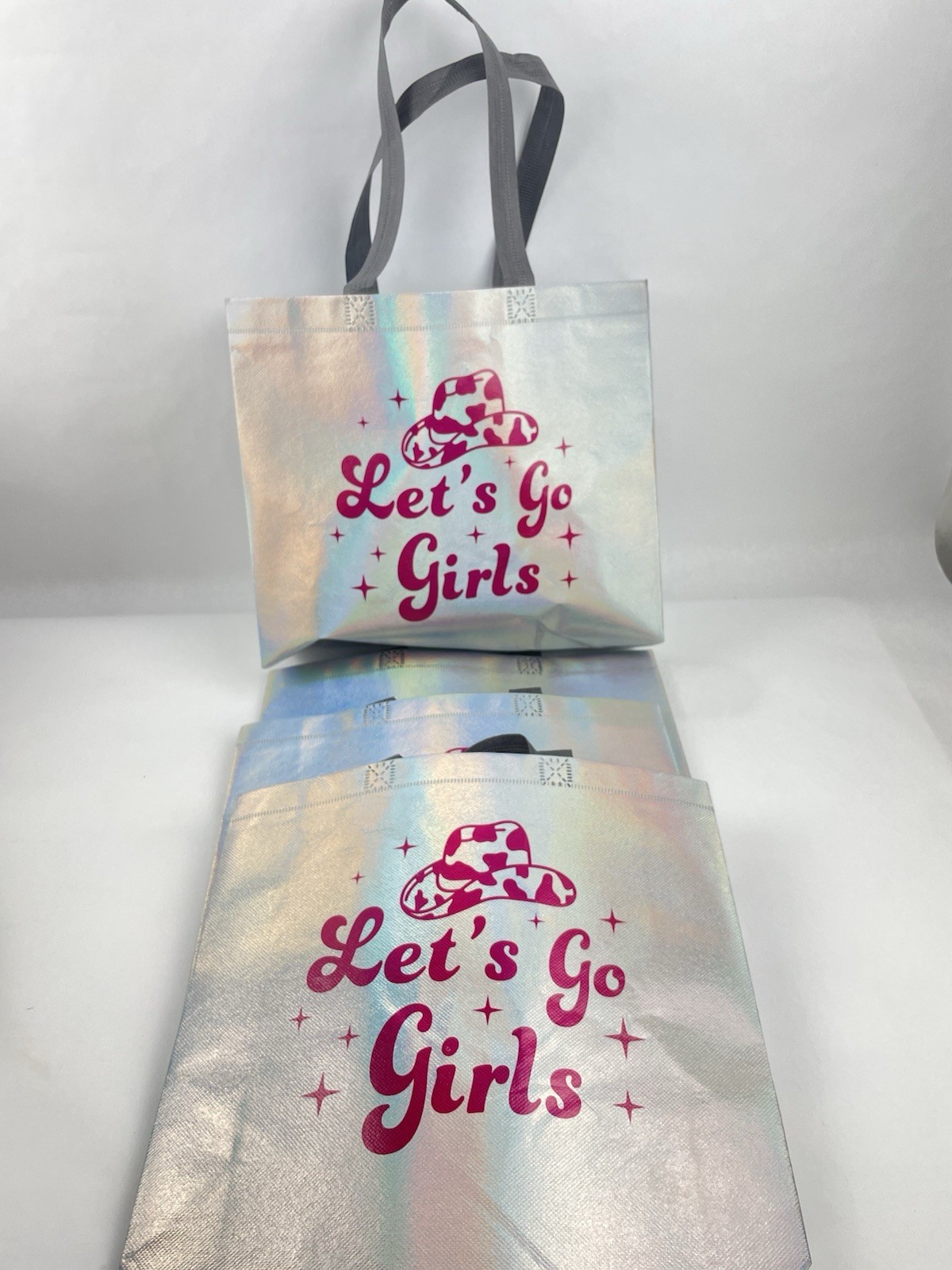 Set of 4 “Let’s Go Girls” Holographic Bachelorette Party Totes – Shania Twain