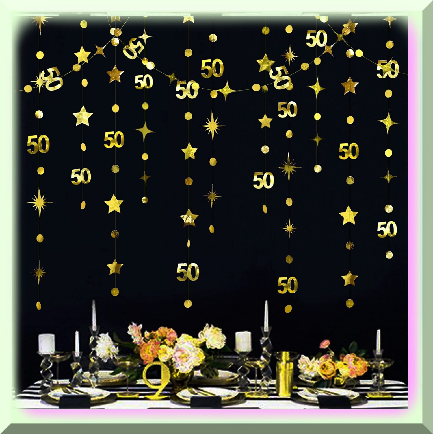 50th Celebration Decor Kit with Metallic Garlands