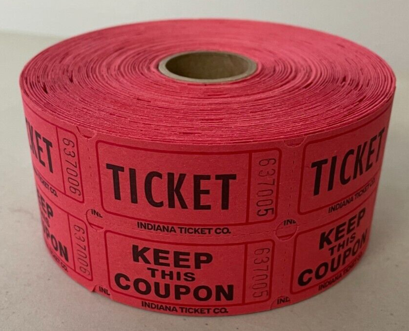8 Roll Deal of Raffle Tickets 1000 Double Stub Tickets Each Roll