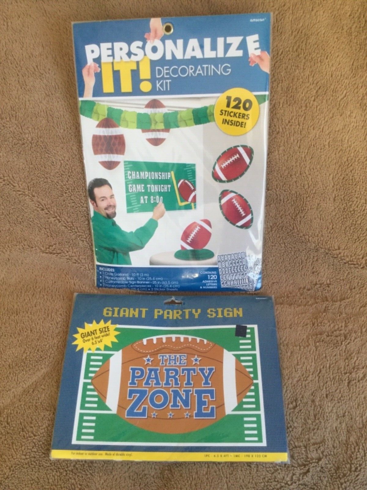 Personalize IT football super bowl Birthday party decorating kit and giant sign