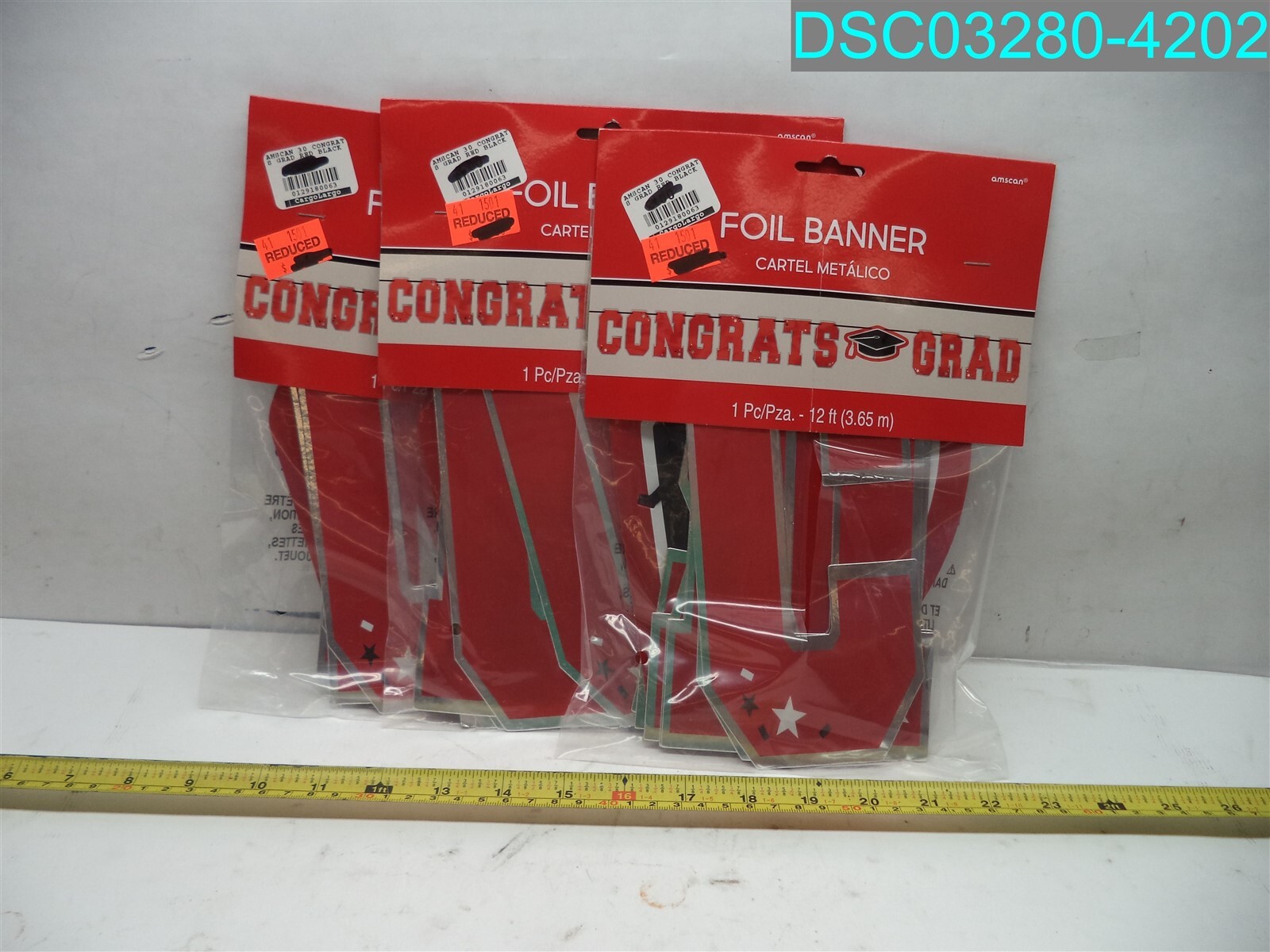 QTY=3: Red Congrats Grad Letter Banner 12 ft 192937045831