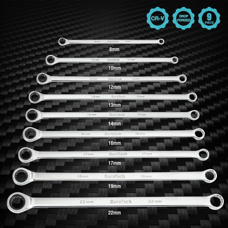 Extra Long Ratcheting Wrench Set, Double Box End Wrench Set, Metric