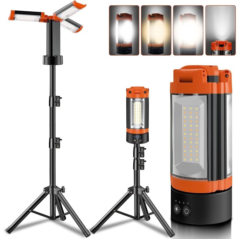Rechargeable 12000mAh Camping Light with Adjustable Stand, Cordless Work Light w