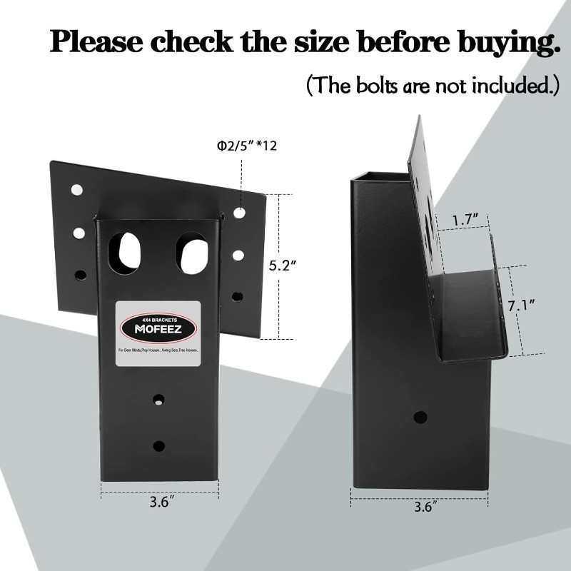 Outdoor 4×4 Compound Angle Brackets for Deer Stand Hunting (Set of 4)