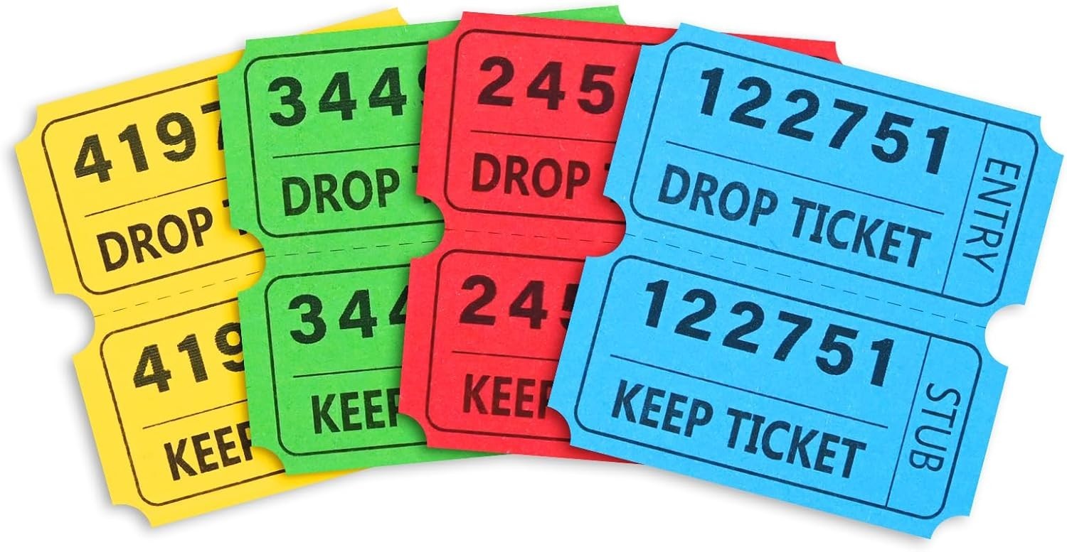 Raffle Tickets Large Bold Numbers Double For Party Events 2″x2″ 2000 Pcs 50/50