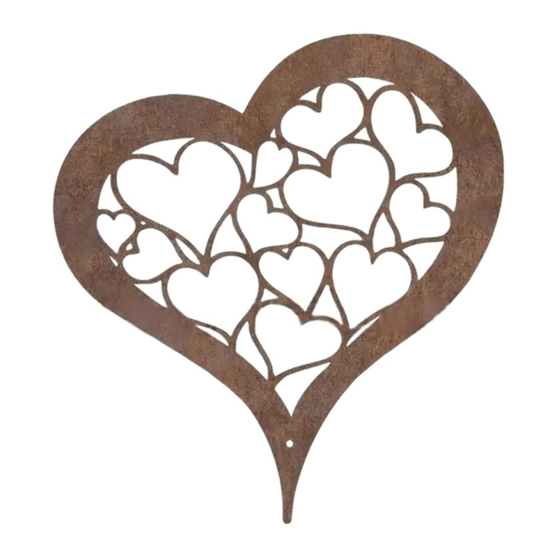 Rusty Stake Heart Plant for Indoor and Outdoor Figurines Heart Sculpture