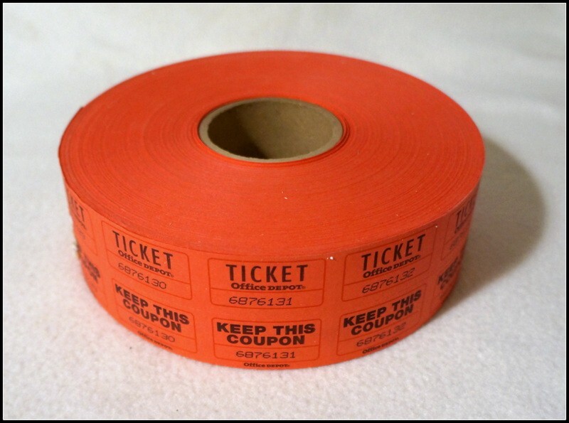 Office Depot Double Ticket Roll Almost 2000 Count Red Numbered #A2690