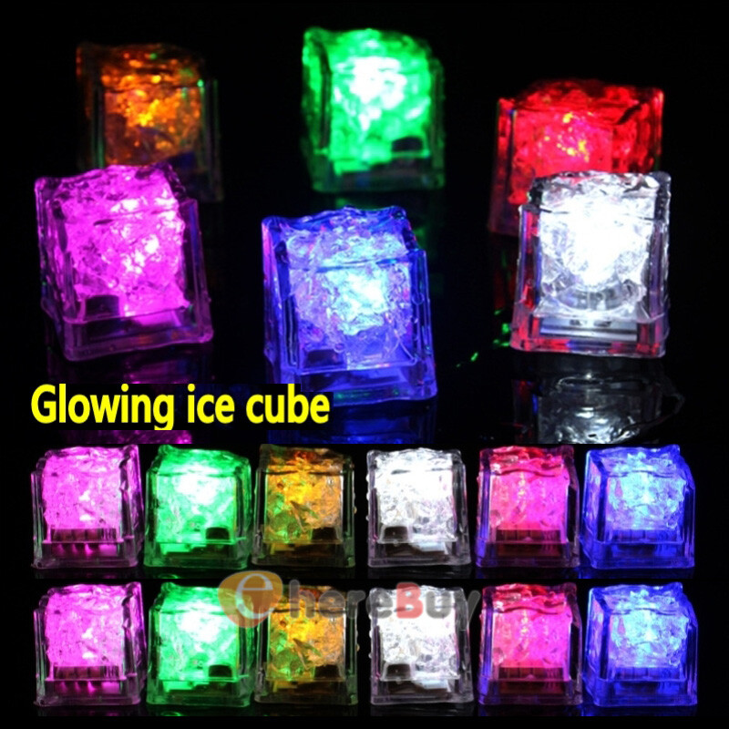 20 Pcs Multi Color & Rainbow Flash Light Up Ice Cube Glow LED 6 colors & on/off