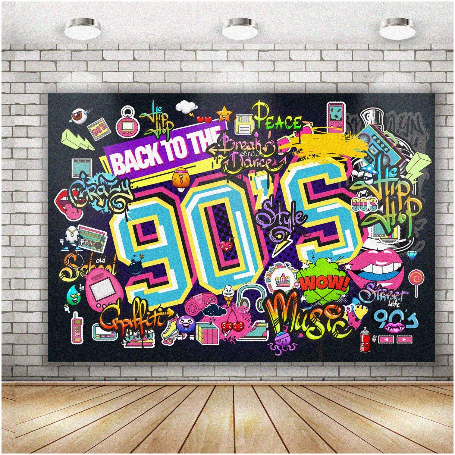 Retro 90s Graffiti Scene Backdrop