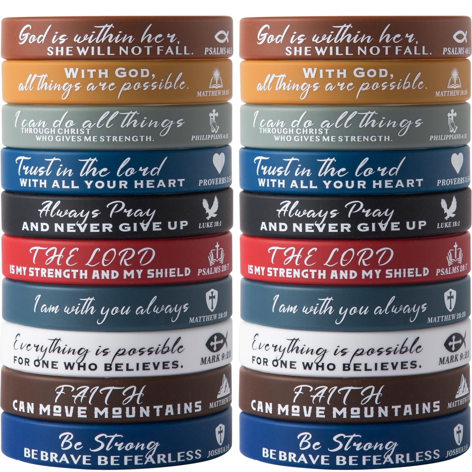 Bible Verse Bracelets 20 Pcs Silicone Wristbands Cute Christian Bracelets Com…