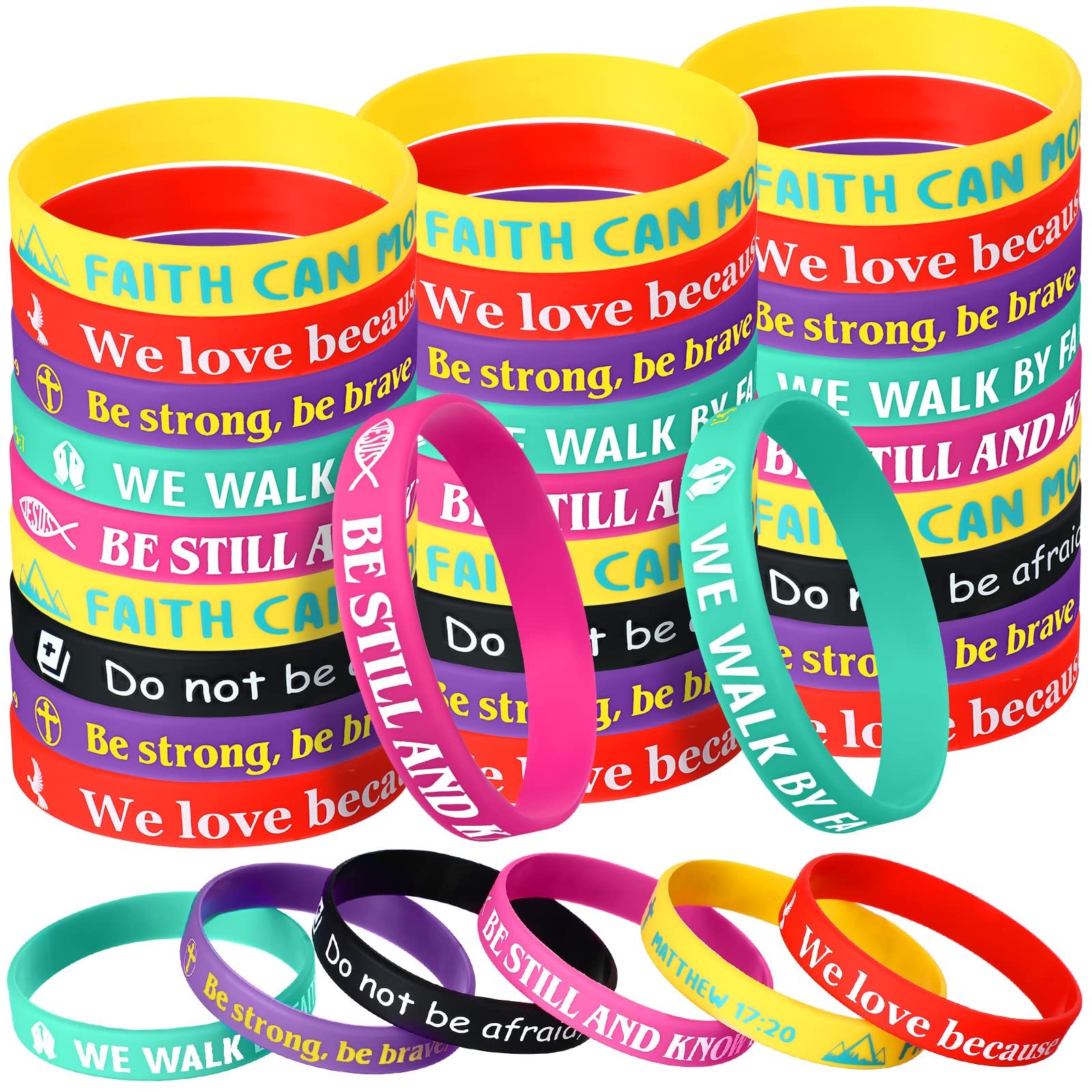 30 Pcs Bible Verses Bracelets Bulk Motivational Christian Bracelets Inspirati…
