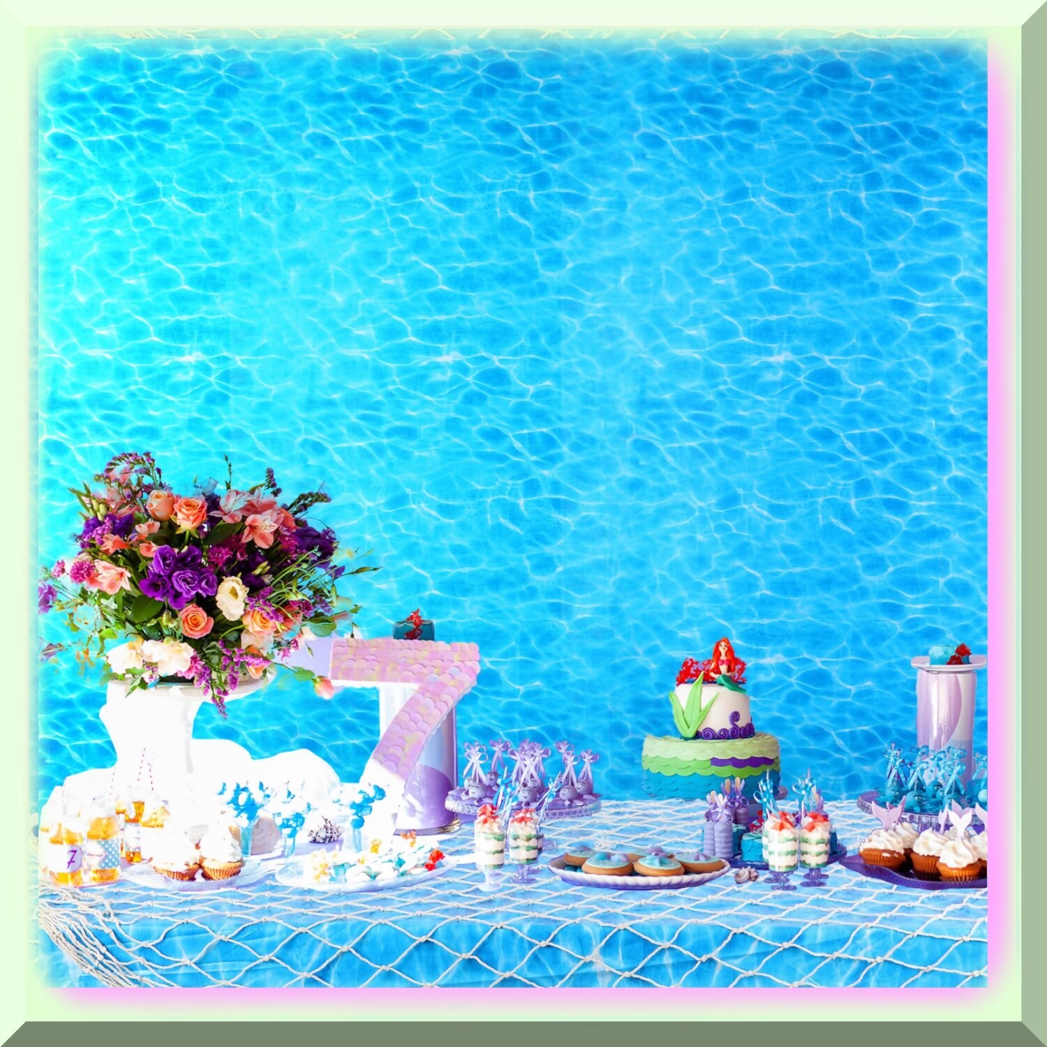 Ocean Breeze Party Pack with Blue Tablecloth and Fish Net