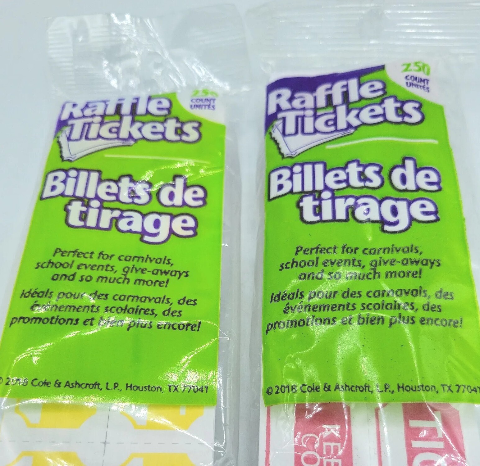 500 Count – 50/50 RAFFLE TICKETS DOUBLE STUB. Red and Yellow. Drawings, Contest!
