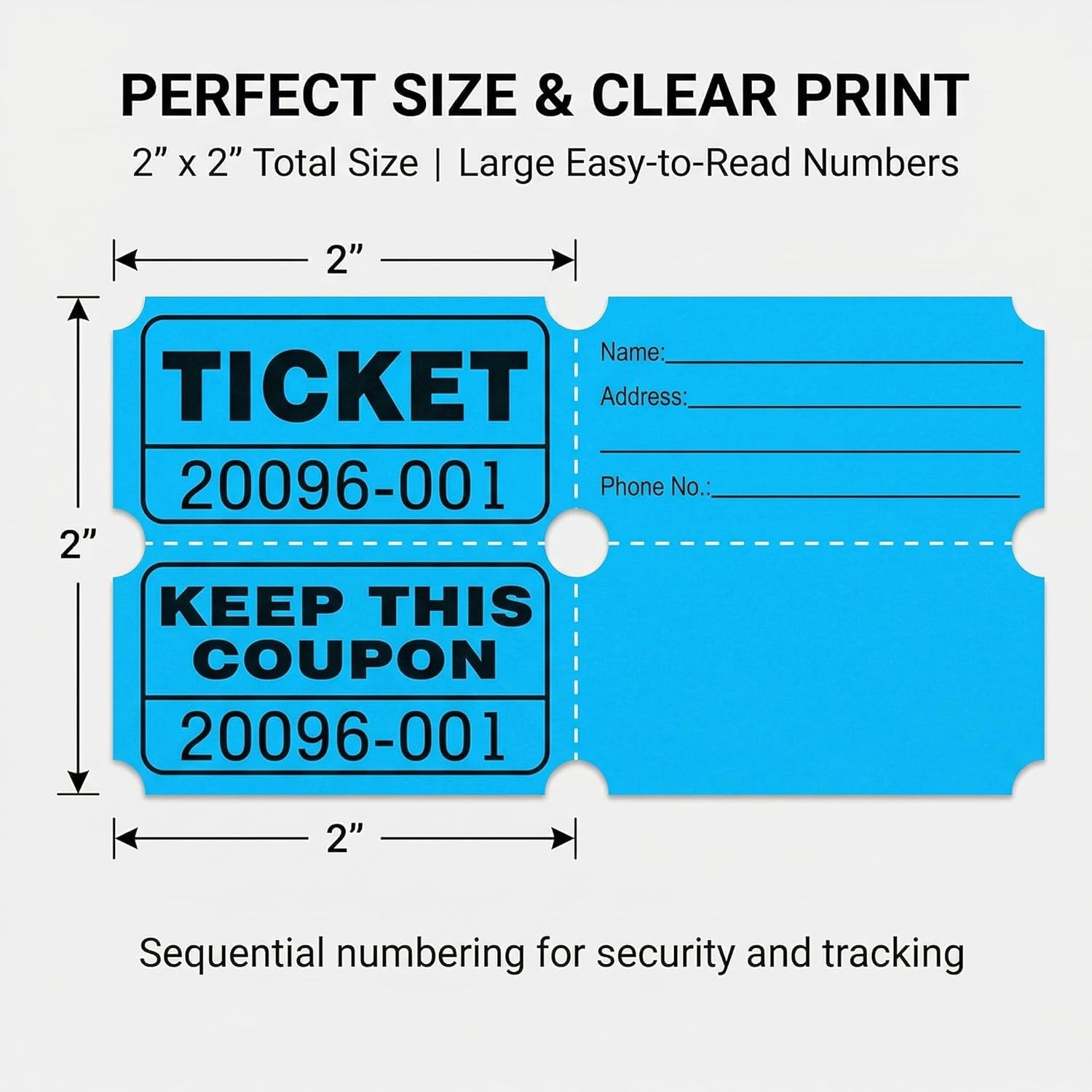 4000 Pairs Double Raffle Tickets – 4 Assorted Colors (Pink, Blue, Red, Purple) –
