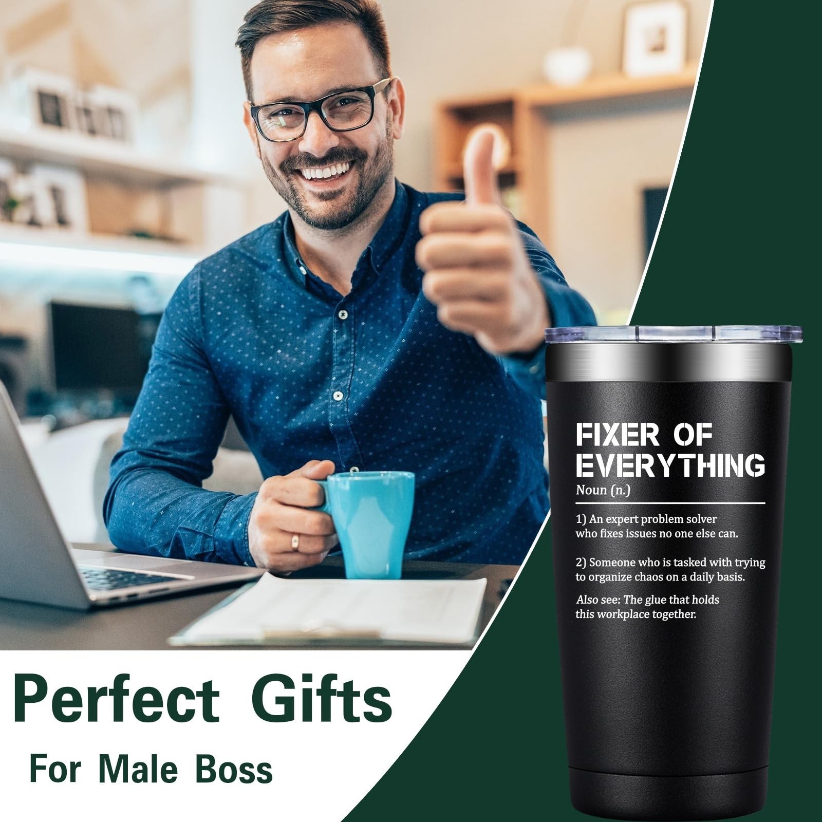 Grifarny Thank You Gifts for Men – Fixer of Everything Tumbler Cup 20 oz – Bo…