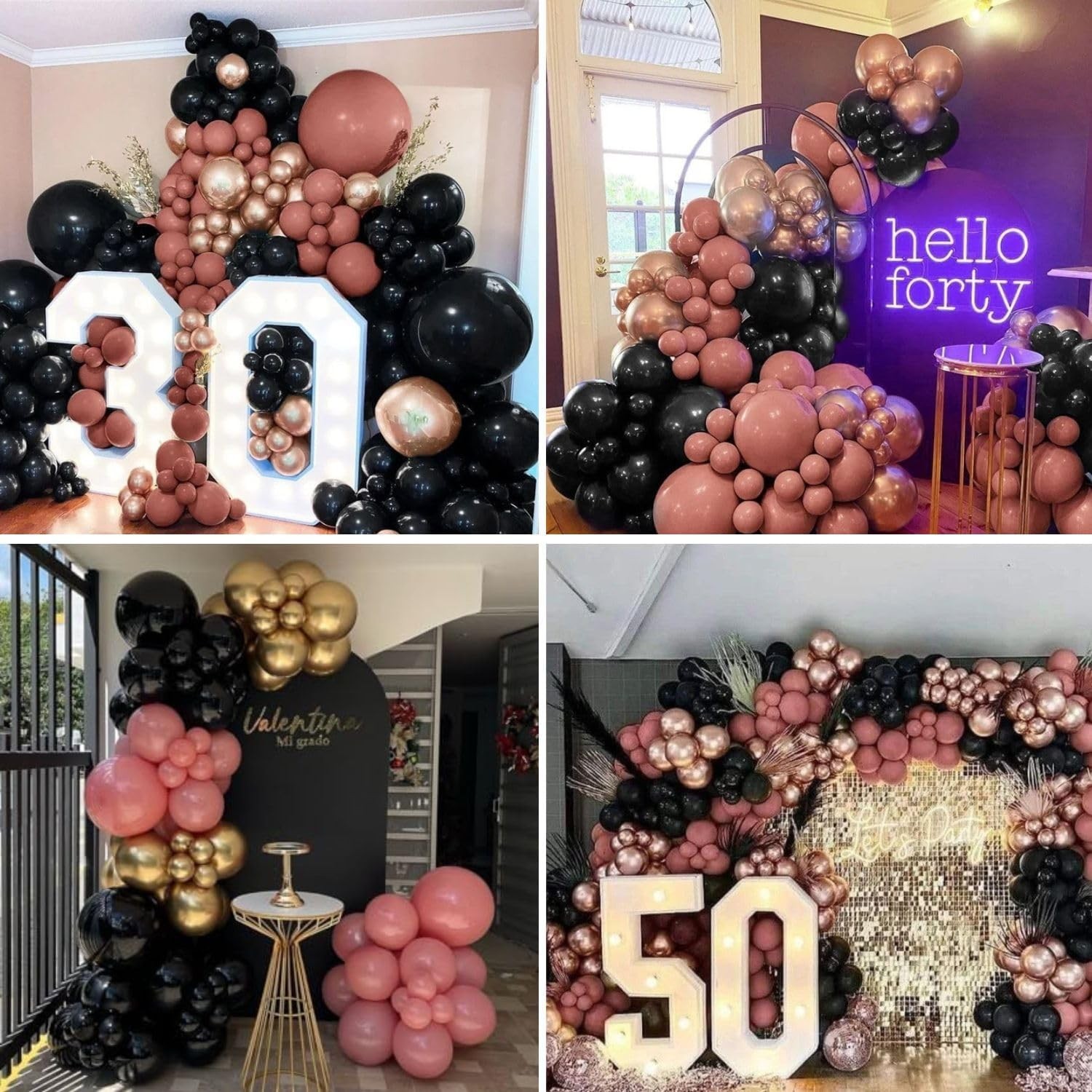 Dusty Pink and Black Balloon Arch,Blush Pink Balloon Garland with Star Foil R…