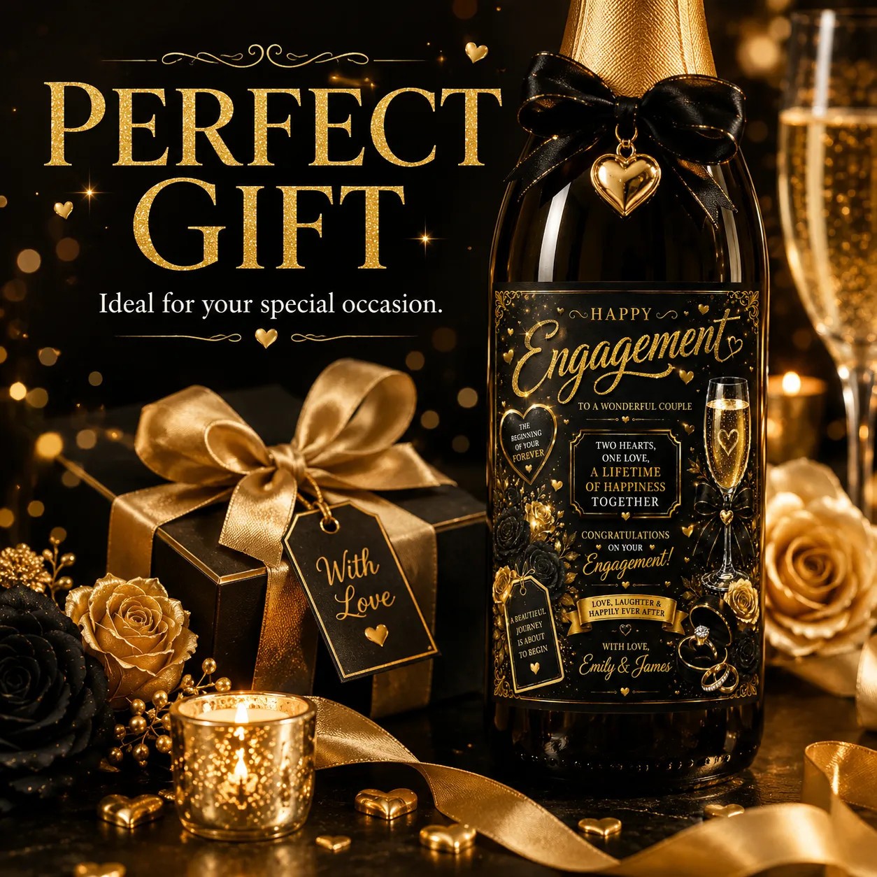 Personalised Engagement Bottle Label Sticker Custom Wine Champagne Gift