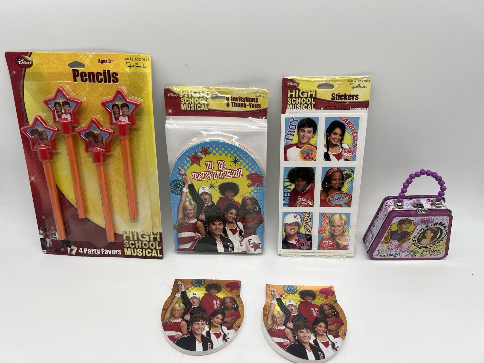 HIGH SCHOOL MUSICAL Party Lot Invitations Favors Pencils Stickers Tin Purse NEW