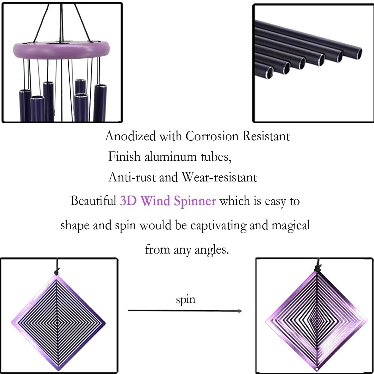 Christian Wind Chimes with Crosses for Women Faith, Purple Gifts for Women Mo…