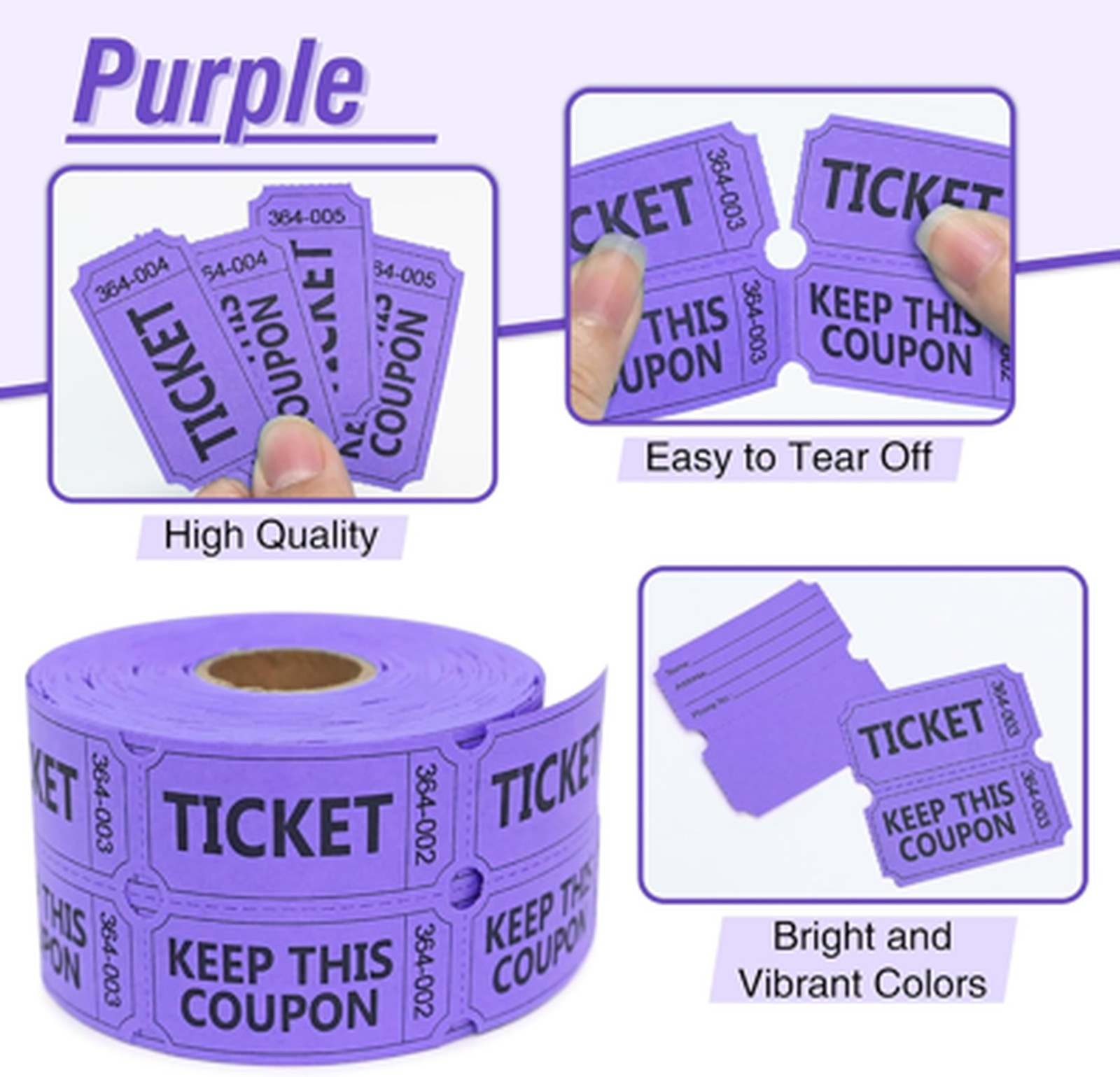 Raffle Tickets Roll Double 500 Count with Name Phone Number for Events Classroom