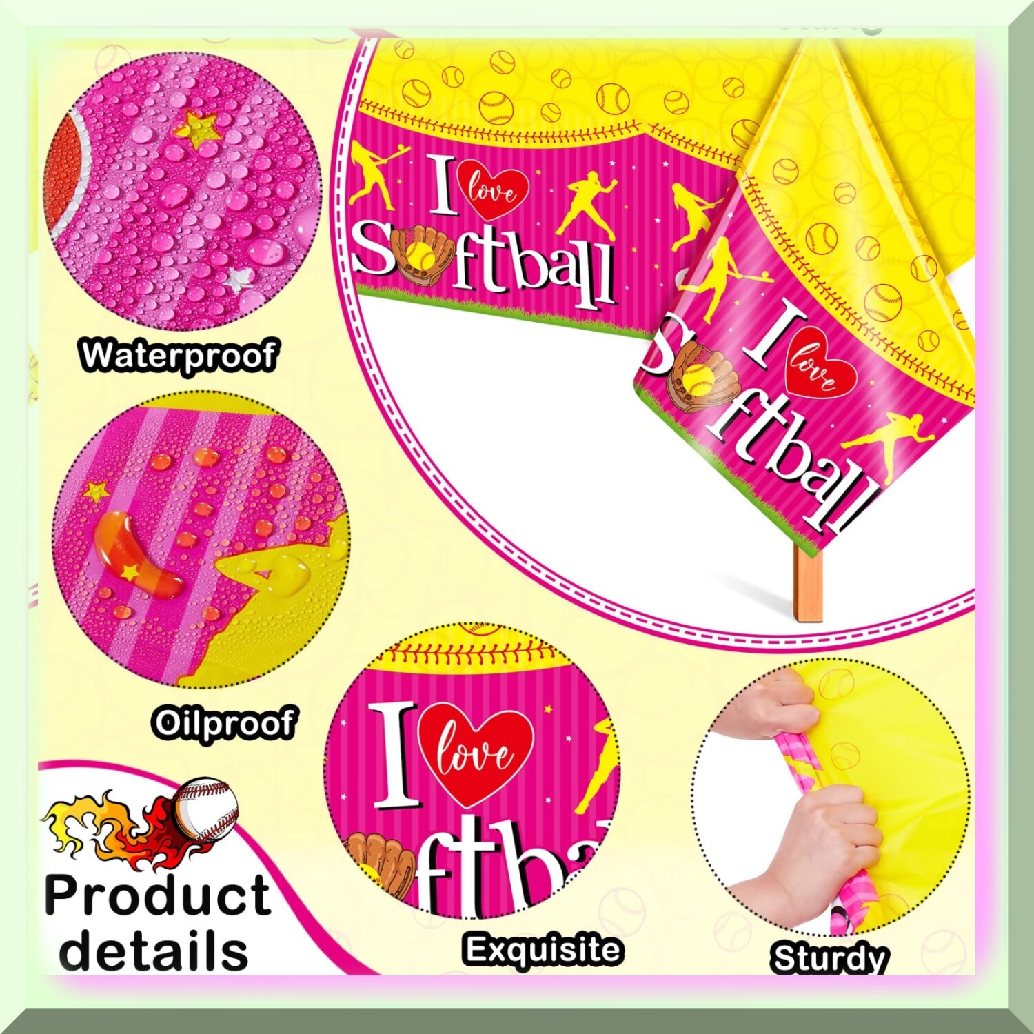 Sporty Splash Waterproof Table Cover 130x220cm Set of 3