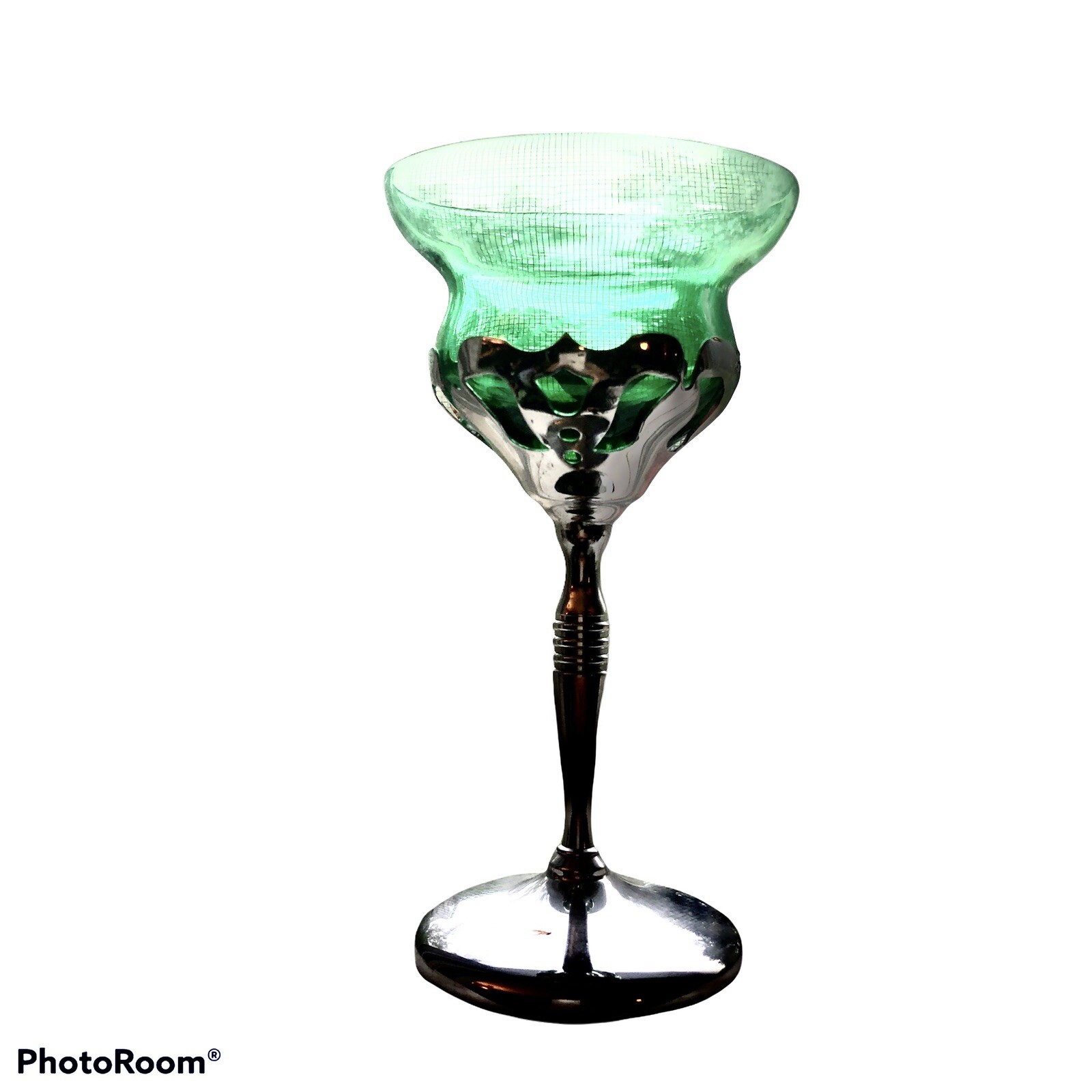 Pierced Stainless Steel Stem Detachable Green Glass Wine Sorbet Mouse Cup