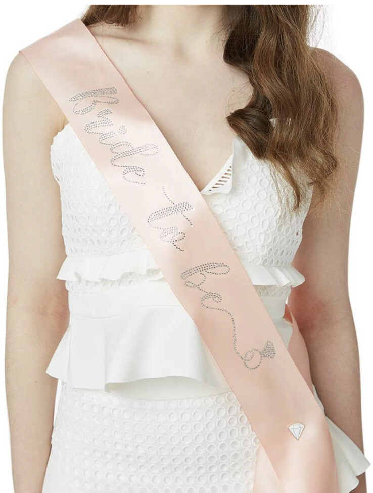 Party Sash Bride To Be Bachelorette Pink w/Rhinestones & Pin Bridal Shower New