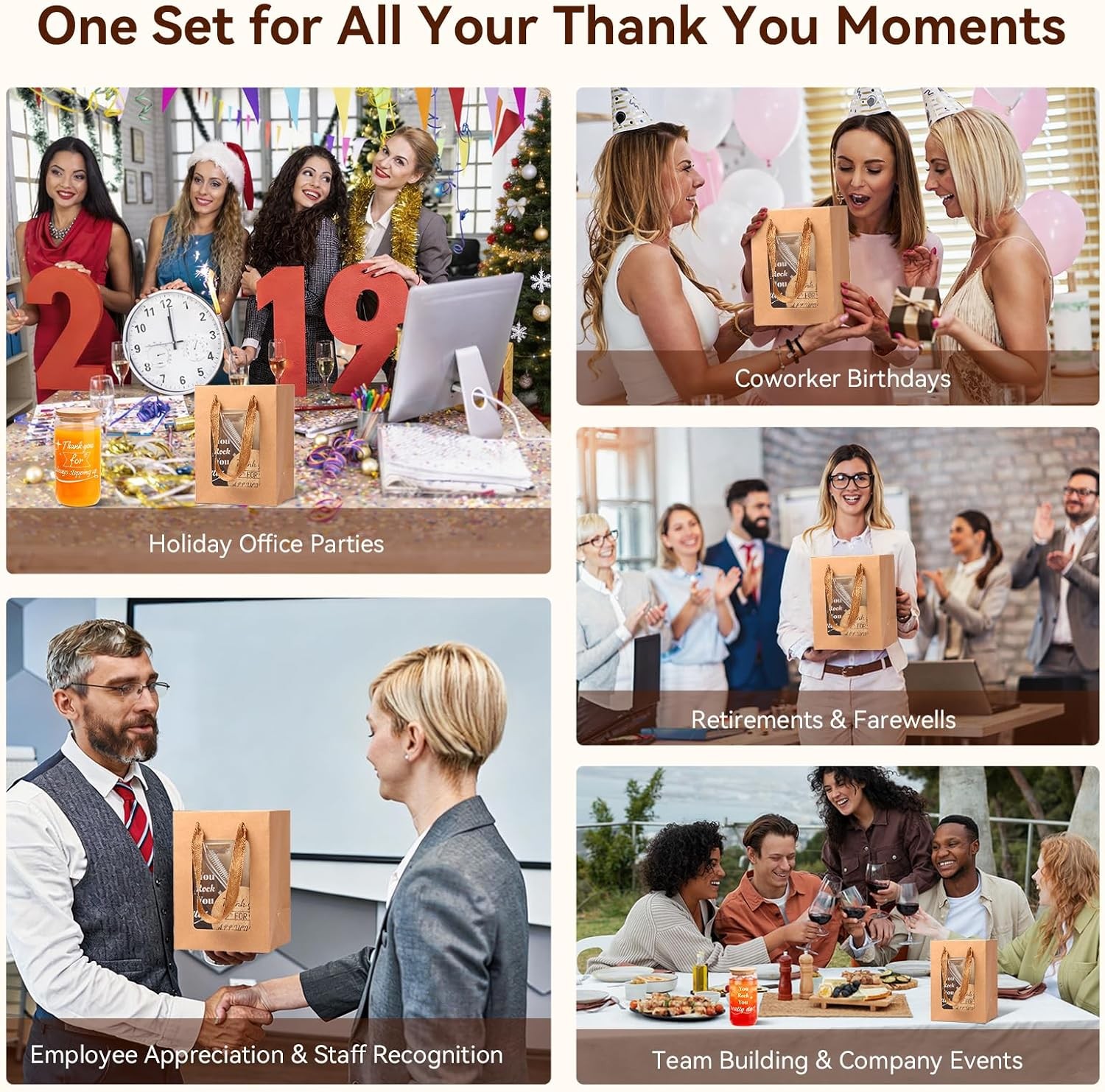 40 Pcs/8 Sets Employee Appreciation Gifts Glass Cups with Coasters, Straws,