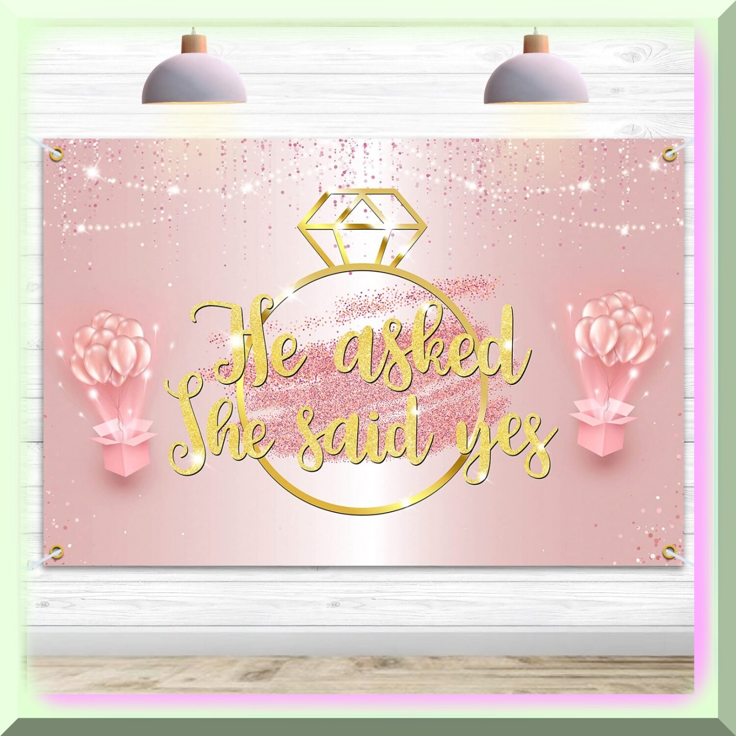 Pink Wedding Engagement Backdrop 6x4ft Polyester Fabric