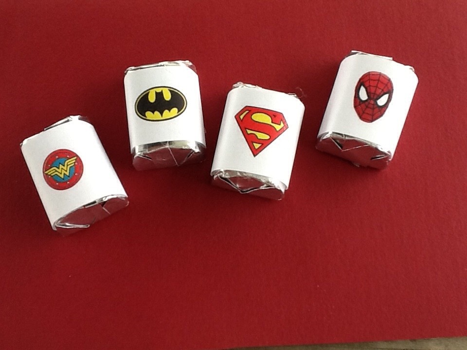 120 Superhero Party Favors — Candy Bar Wrappers – Personalization Available