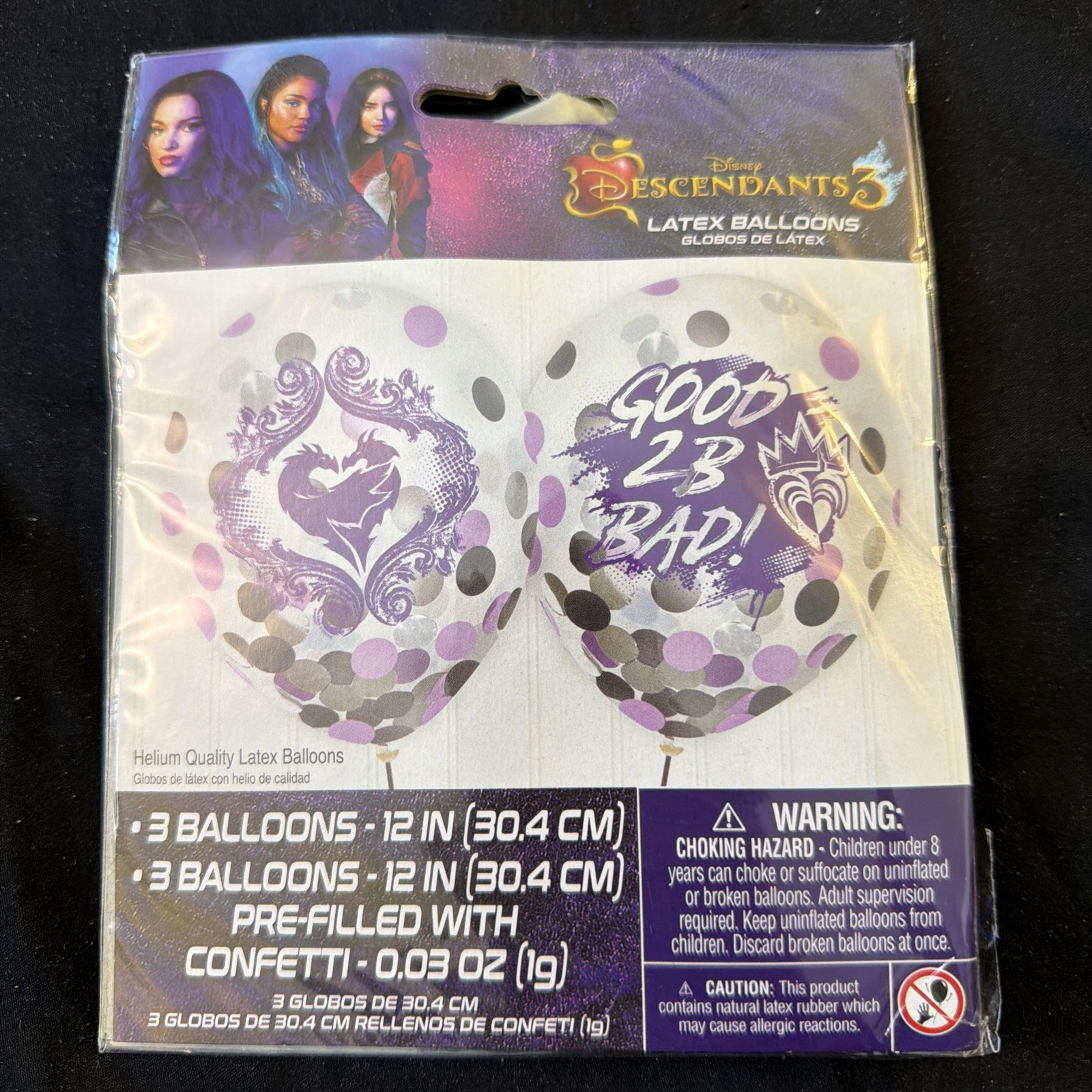 Disney Descendants Party Celebration Balloons 3 W/ Confetti 12″ Pack of 6 New