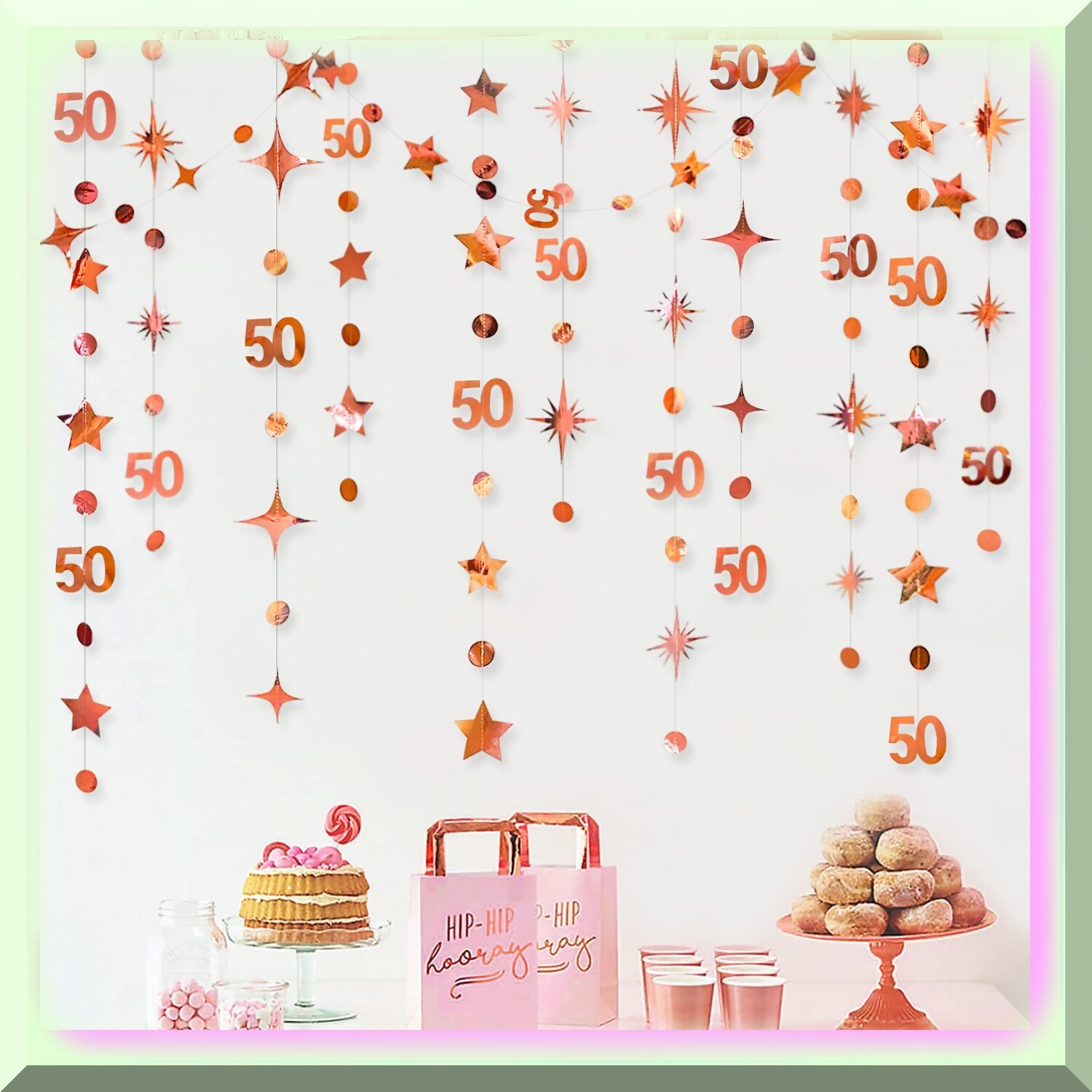 50th Birthday Rose Gold Decorations Kit