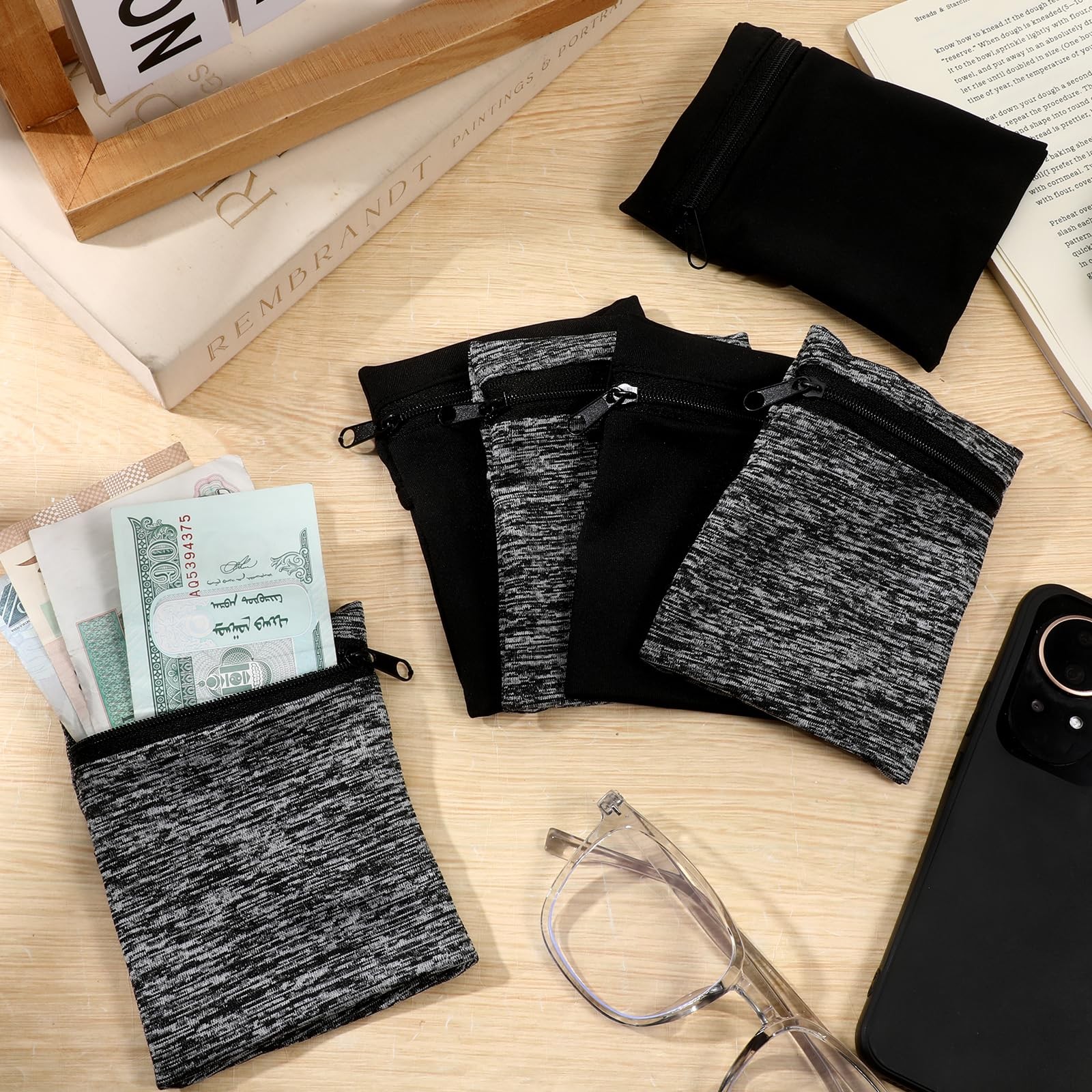 6 PCS Wearable Wrist Wallet for Men, Elastic Band for Secure Storage