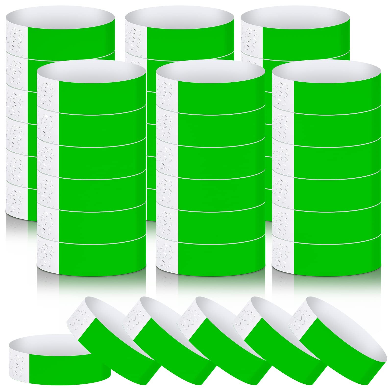 600 Packs Paper Wristbands for Events Neon Party 10 x 0.79 inch, Green