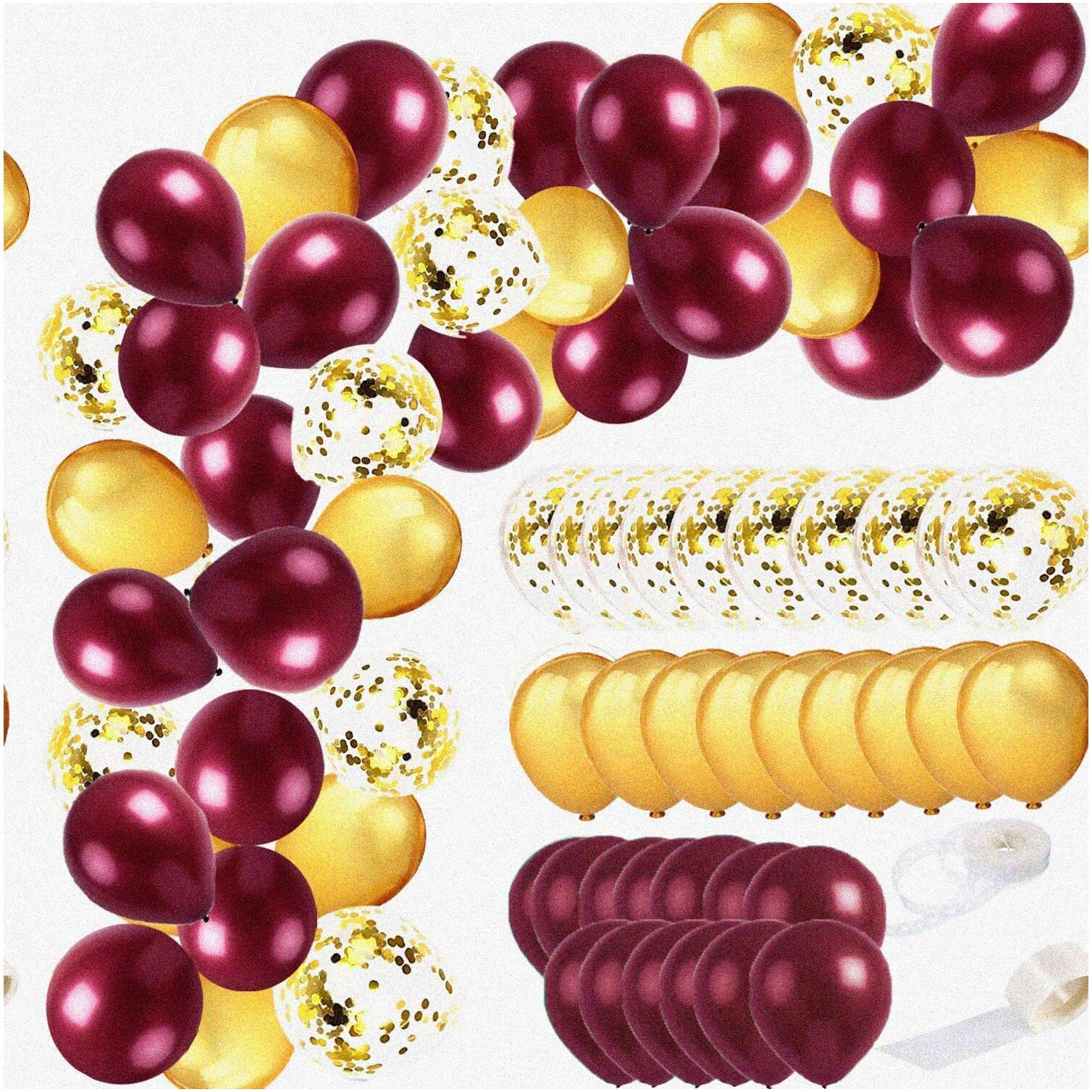 Maroon and Gold Balloon Garland for Celebrations