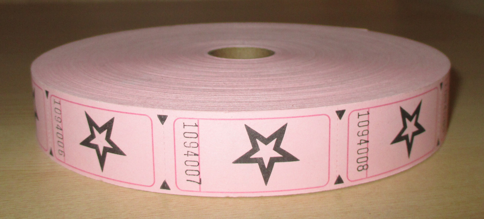 Roll of 2000 Pink Star Tickets Carnival Fun Fair Festival Raffle (Back is blank)
