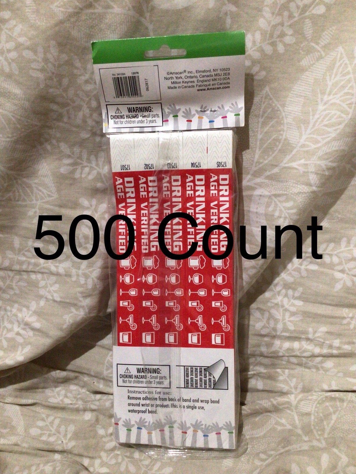 Drinking Age Verified Tyvek Wristbands Red 500 Count Parties Fundraiser Club Bar