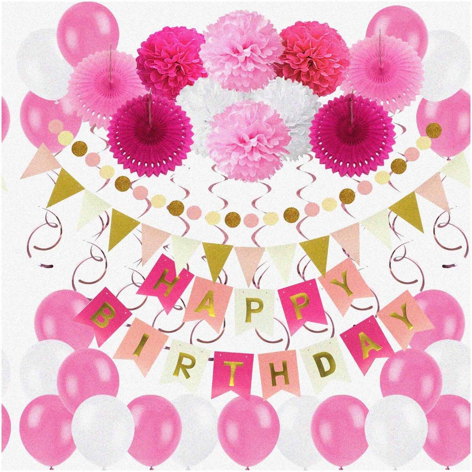 Vibrant Birthday Party Decor Set with Banner Balloons Fans