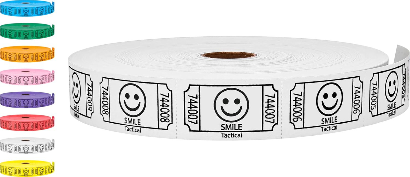 2000 Smile Raffle Tickets, Single Roll, White | 8 Color Options, Premium Card…