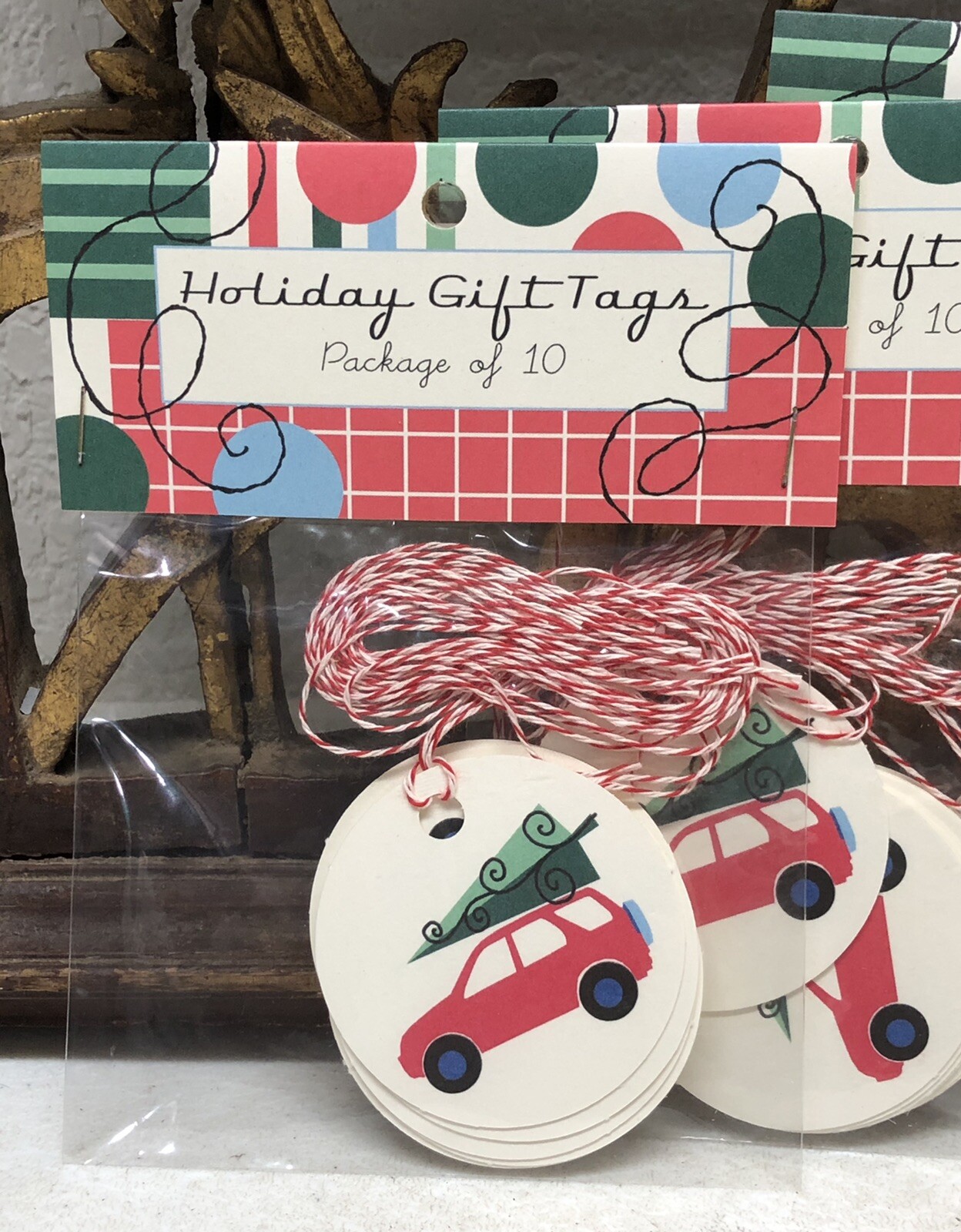 Lot of 6 Packs of 10 Holiday Gift Tags Car w Xmas Tree by Running Rhino 60 Total