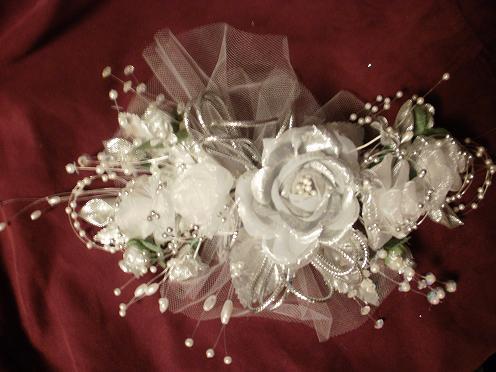 25th anniversary silver white boutonniere corsage
