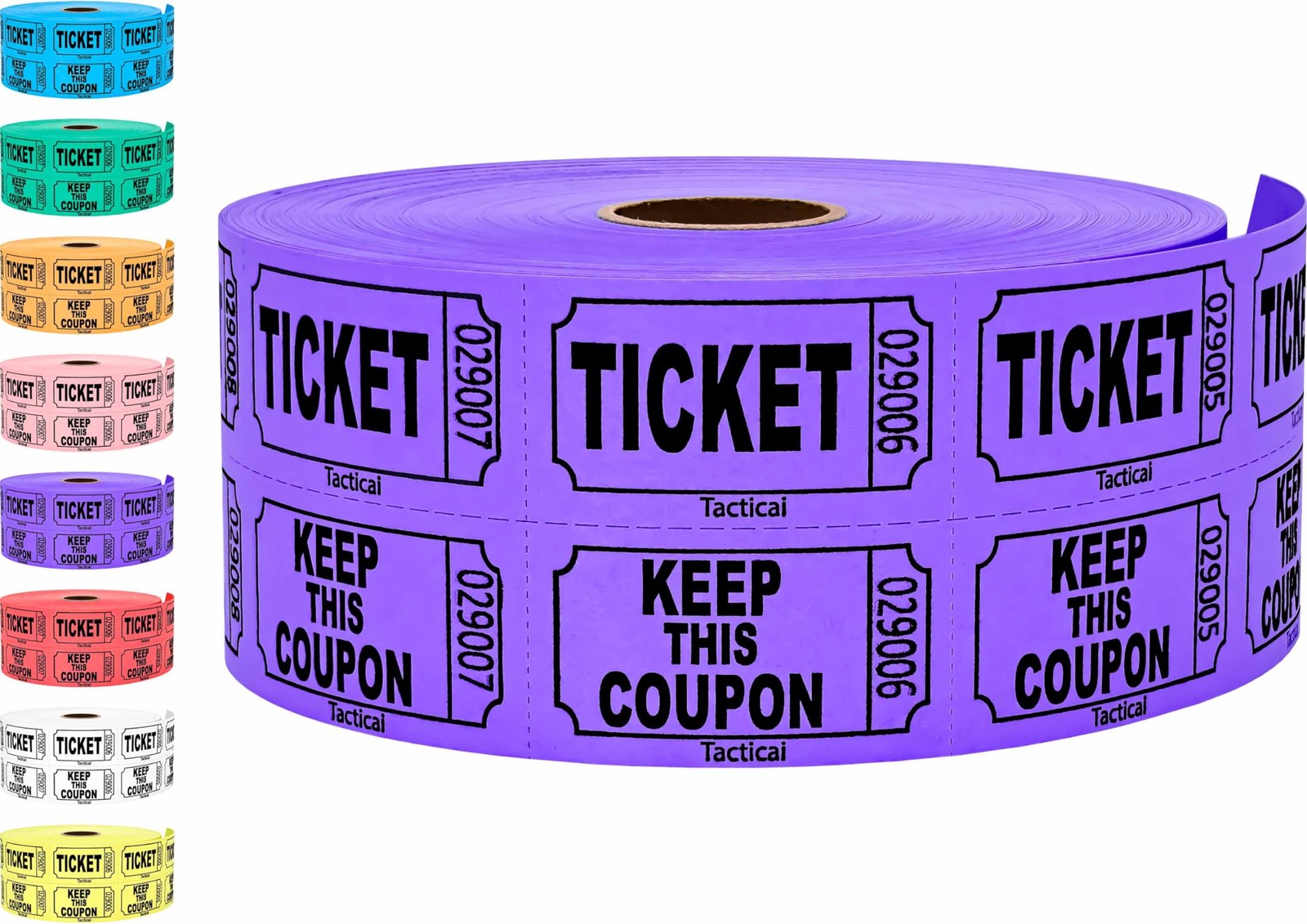 1000 Tacticai Raffle Tickets, Purple , Double Roll, Ticket for Events, Entry