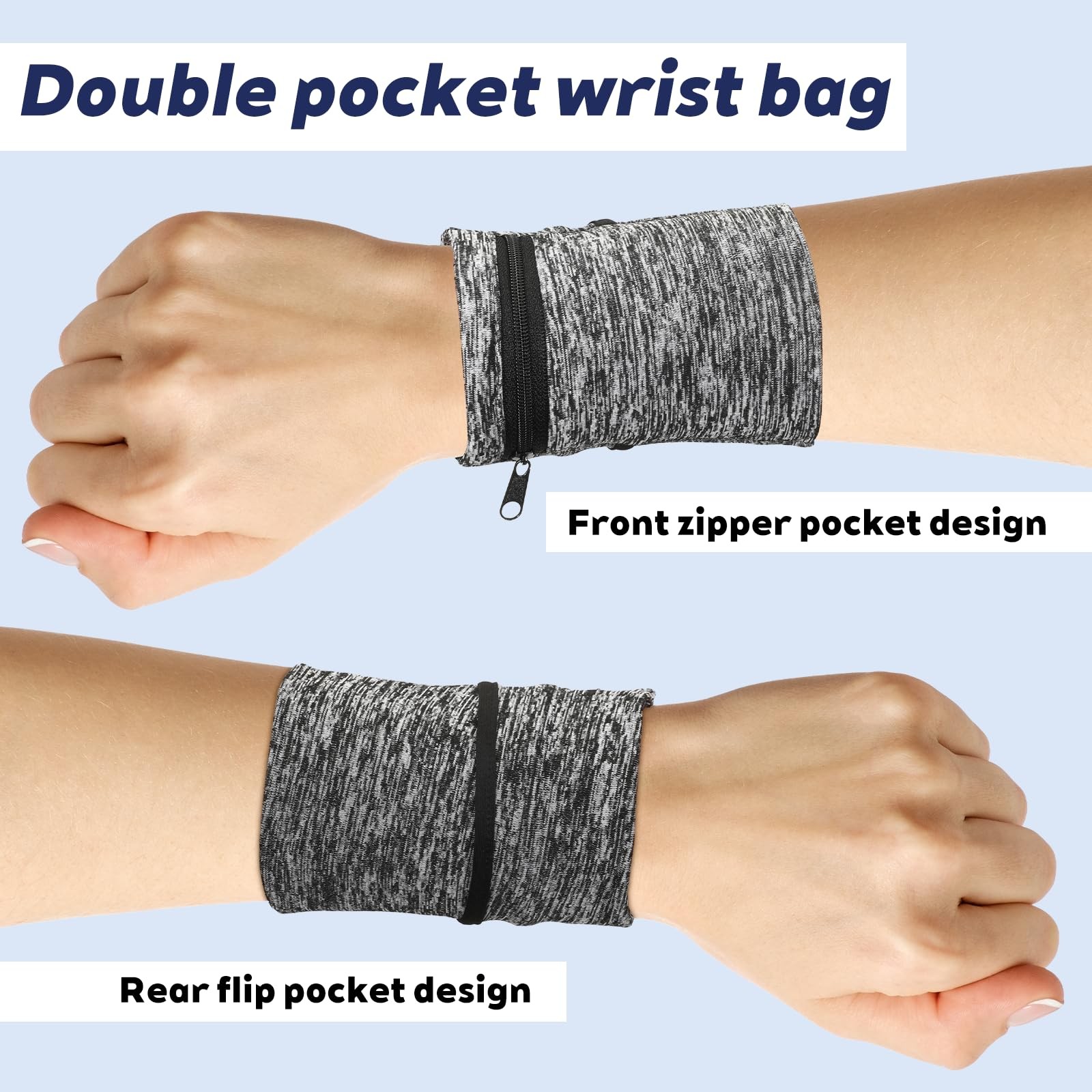 6 PCS Wearable Wrist Wallet for Men, Elastic Band for Secure Storage
