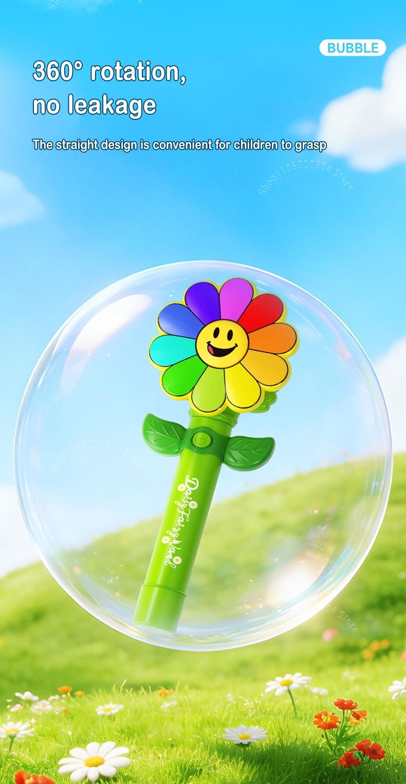 Smile Pinwheel Bubble Wand Automatic Blower LED Light-up Kids Outdoor Part
