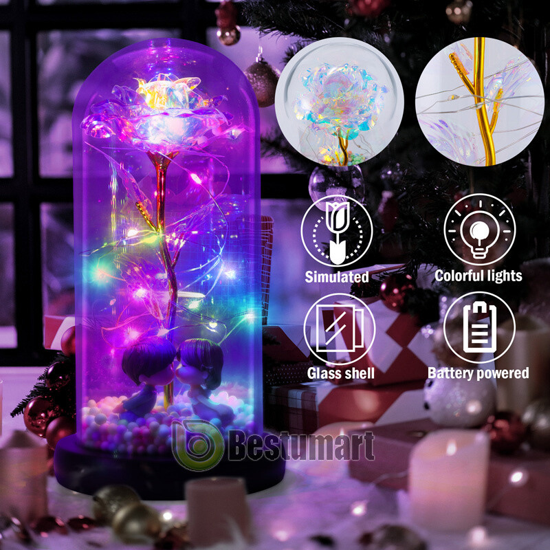 Crystal Galaxy Enchanted Rose LED Glass Forever Flower Home Decoration Gift Box