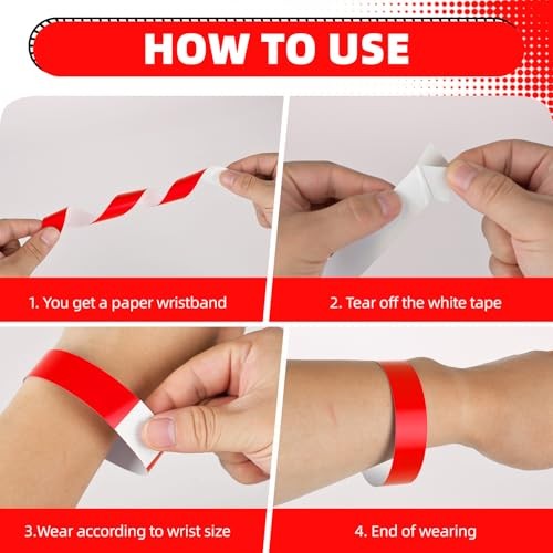 300Pcs WWJD Wristbands Adhesive Christian Bracelet Waterproof Paper Red